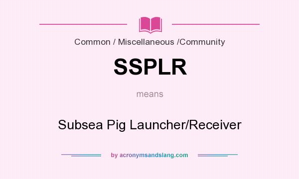 What does SSPLR mean? It stands for Subsea Pig Launcher/Receiver