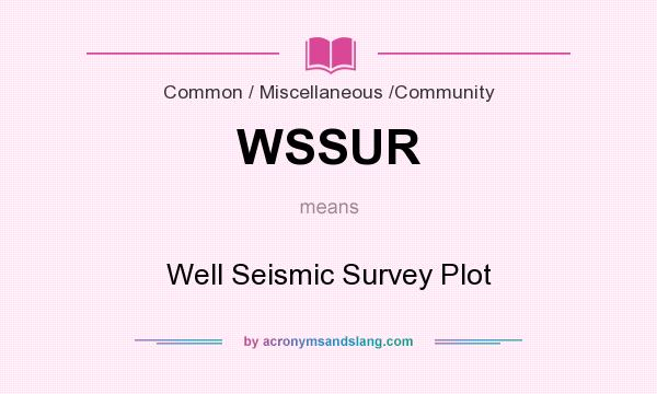 What does WSSUR mean? It stands for Well Seismic Survey Plot