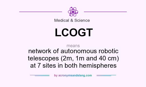 What does LCOGT mean? It stands for network of autonomous robotic telescopes (2m, 1m and 40 cm) at 7 sites in both hemispheres