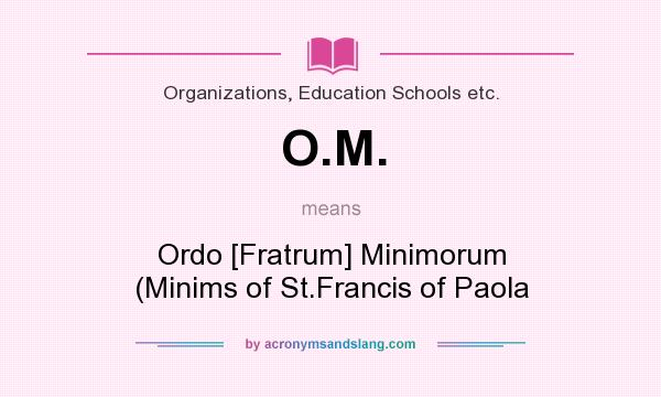 What does O.M. mean? It stands for Ordo [Fratrum] Minimorum (Minims of St.Francis of Paola