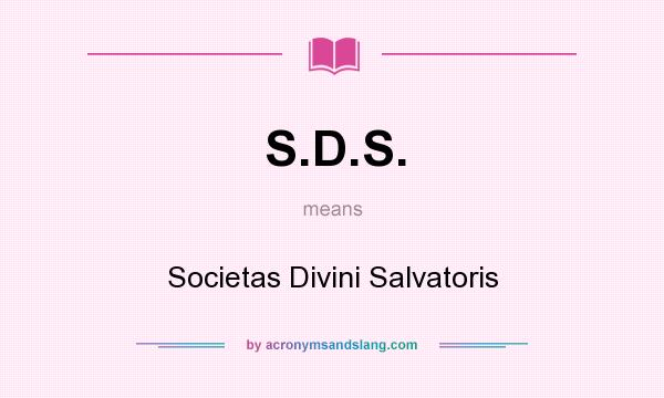 What does S.D.S. mean? It stands for Societas Divini Salvatoris