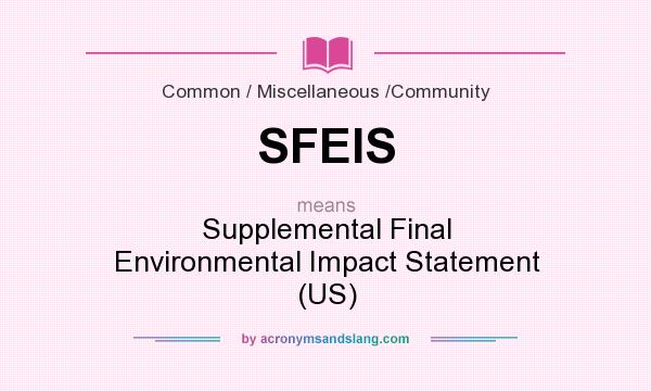 What does SFEIS mean? It stands for Supplemental Final Environmental Impact Statement (US)