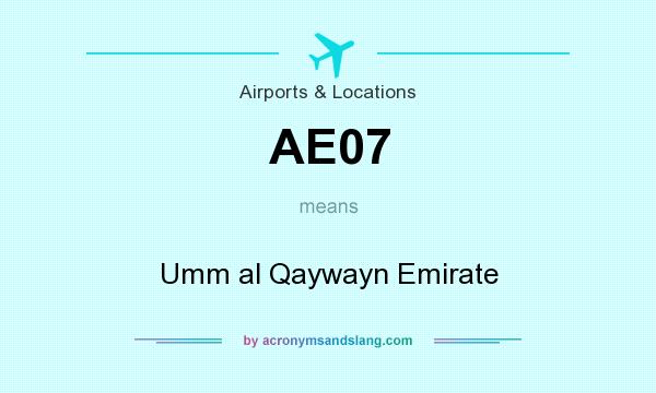 What does AE07 mean? It stands for Umm al Qaywayn Emirate
