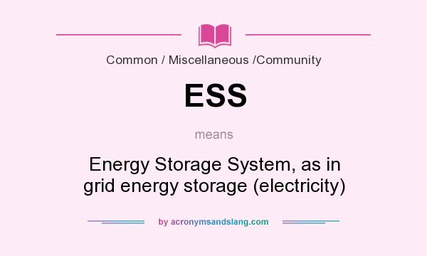 What does ESS mean? It stands for Energy Storage System, as in grid energy storage (electricity)
