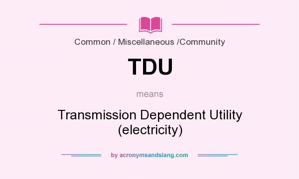 What does TDU mean? It stands for Transmission Dependent Utility (electricity)