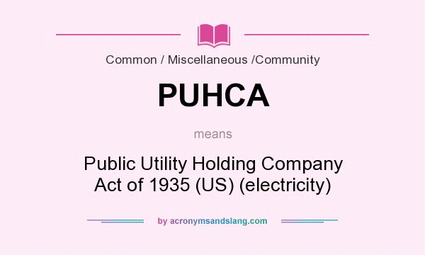 What does PUHCA mean? It stands for Public Utility Holding Company Act of 1935 (US) (electricity)
