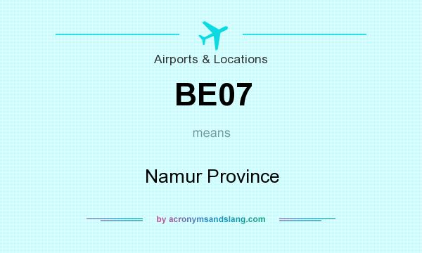 What does BE07 mean? It stands for Namur Province
