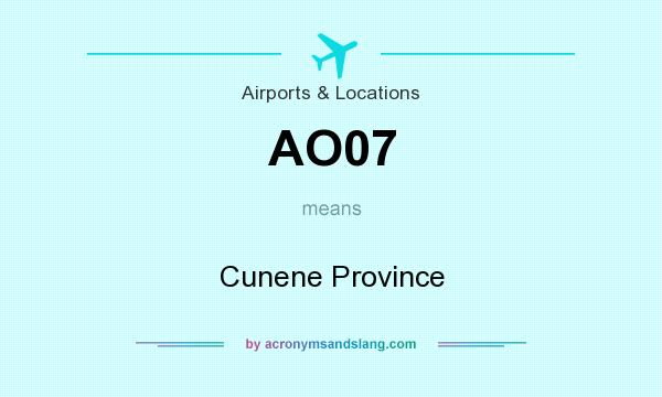 What does AO07 mean? It stands for Cunene Province