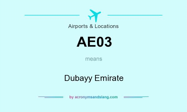 What does AE03 mean? It stands for Dubayy Emirate