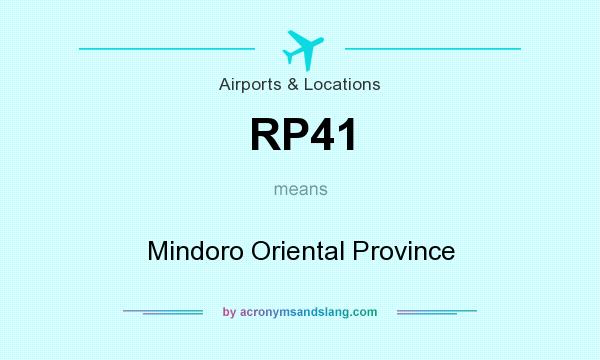 What does RP41 mean? It stands for Mindoro Oriental Province