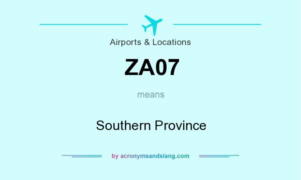 What does ZA07 mean? It stands for Southern Province
