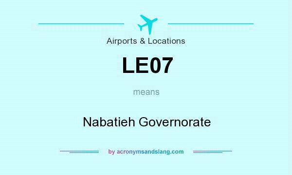 What does LE07 mean? It stands for Nabatieh Governorate