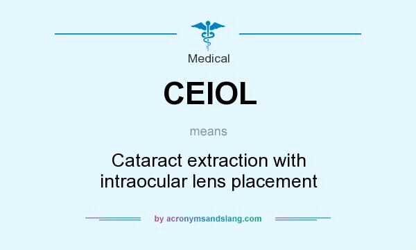 What does CEIOL mean? It stands for Cataract extraction with intraocular lens placement