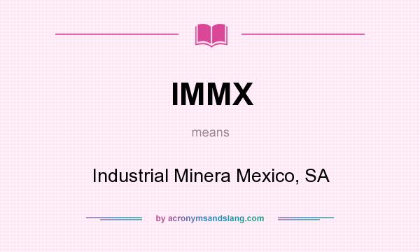 What does IMMX mean? It stands for Industrial Minera Mexico, SA