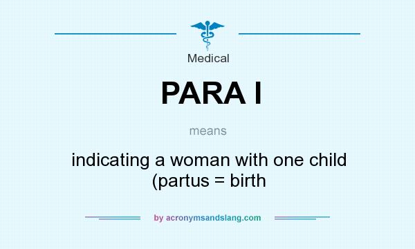 What does PARA I mean? It stands for indicating a woman with one child (partus = birth