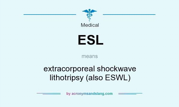 What does ESL mean? It stands for extracorporeal shockwave lithotripsy (also ESWL)