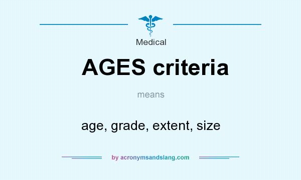 What does AGES criteria mean? It stands for age, grade, extent, size