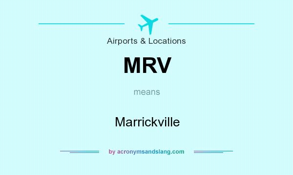 What does MRV mean? It stands for Marrickville