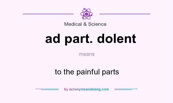 What does ad part. dolent mean? It stands for to the painful parts