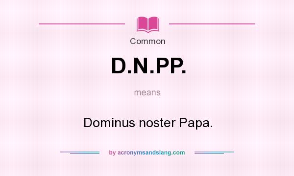 What does D.N.PP. mean? It stands for Dominus noster Papa.