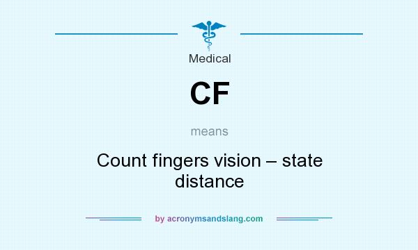 What does CF mean? It stands for Count fingers vision – state distance