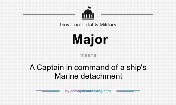 What does Major mean? It stands for A Captain in command of a ship`s Marine detachment