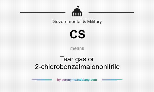 What does CS mean? It stands for Tear gas or 2-chlorobenzalmalononitrile