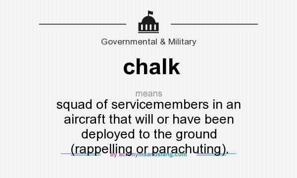 What does chalk mean? It stands for squad of servicemembers in an aircraft that will or have been deployed to the ground (rappelling or parachuting).