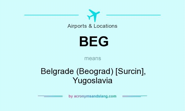 What does BEG mean? It stands for Belgrade (Beograd) [Surcin], Yugoslavia