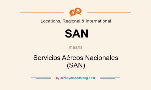What does SAN mean? It stands for Servicios Aéreos Nacionales (SAN)