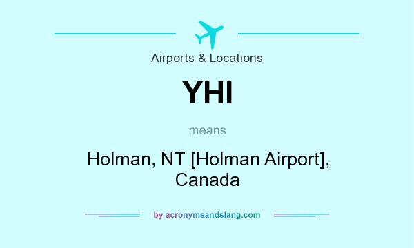 What does YHI mean? It stands for Holman, NT [Holman Airport], Canada