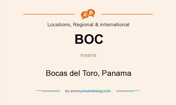 What does BOC mean? It stands for Bocas del Toro, Panama