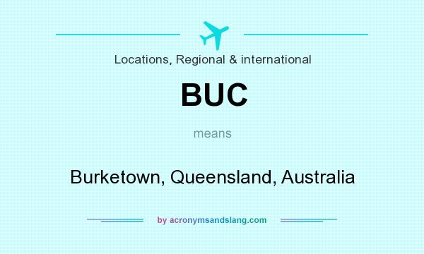 What does BUC mean? It stands for Burketown, Queensland, Australia
