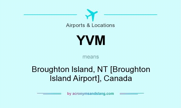 What does YVM mean? It stands for Broughton Island, NT [Broughton Island Airport], Canada