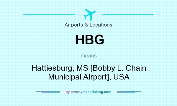What does HBG mean? It stands for Hattiesburg, MS [Bobby L. Chain Municipal Airport], USA
