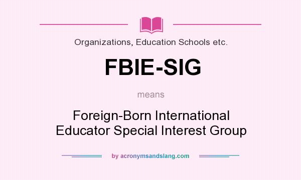 What does FBIE-SIG mean? It stands for Foreign-Born International Educator Special Interest Group