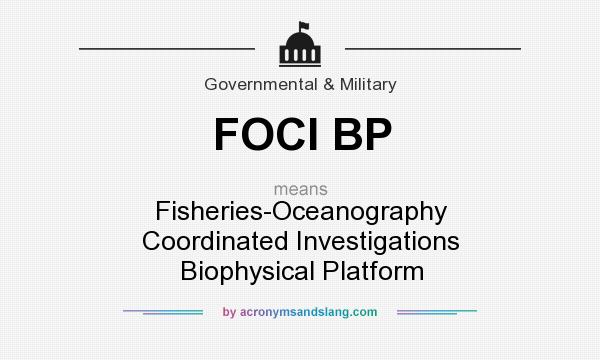 What does FOCI BP mean? It stands for Fisheries-Oceanography Coordinated Investigations Biophysical Platform
