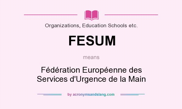 What does FESUM mean? It stands for Fédération Européenne des Services d`Urgence de la Main