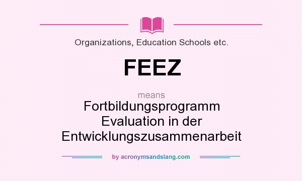 What does FEEZ mean? It stands for Fortbildungsprogramm Evaluation in der Entwicklungszusammenarbeit