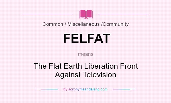 What does FELFAT mean? It stands for The Flat Earth Liberation Front Against Television