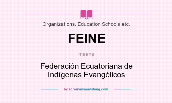 What does FEINE mean? It stands for Federación Ecuatoriana de Indígenas Evangélicos