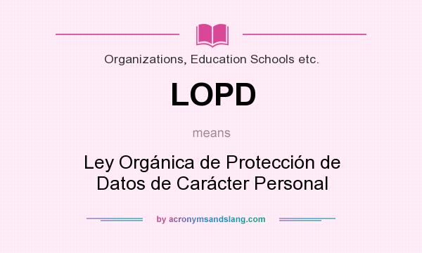 What does LOPD mean? It stands for Ley Orgánica de Protección de Datos de Carácter Personal