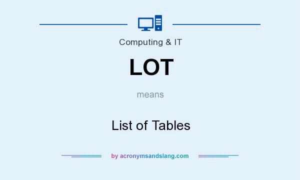 What does LOT mean? It stands for List of Tables
