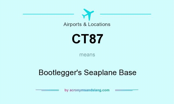 What does CT87 mean? It stands for Bootlegger`s Seaplane Base