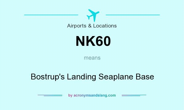 What does NK60 mean? It stands for Bostrup`s Landing Seaplane Base