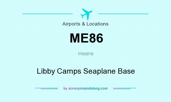 What does ME86 mean? It stands for Libby Camps Seaplane Base