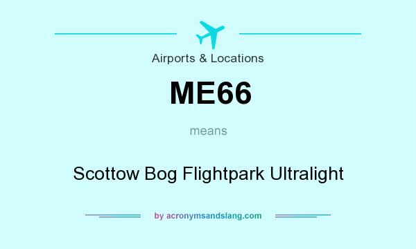 What does ME66 mean? It stands for Scottow Bog Flightpark Ultralight
