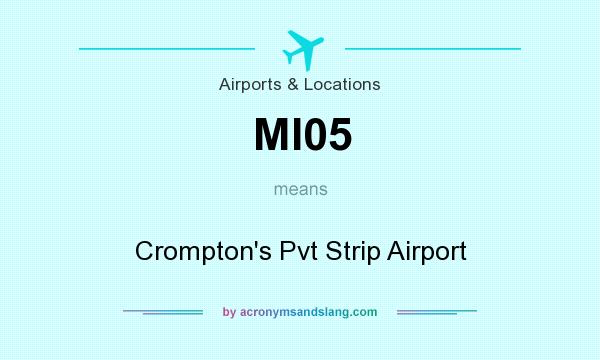 What does MI05 mean? It stands for Crompton`s Pvt Strip Airport