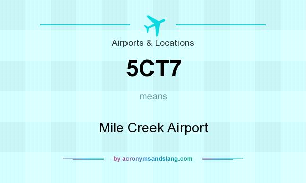 What does 5CT7 mean? It stands for Mile Creek Airport