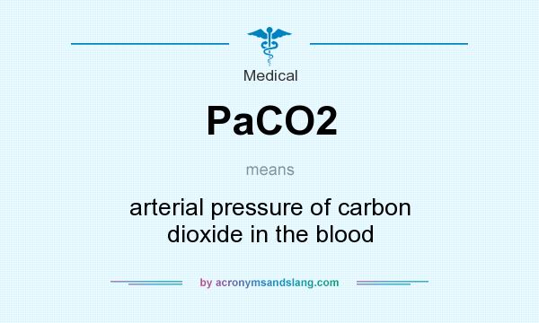 What does PaCO2 mean? It stands for arterial pressure of carbon dioxide in the blood